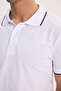 Men's Regular Fit Comfortable Cut 100% Cotton Short Sleeve White Polo Neck T-Shirt with Stripe Detail - 5