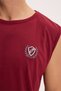 Men's Standard Fit Regular Cut Sleeveless Cotton Claret Red T-Shirt Gray Shorts Set - 5