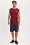 Men's Standard Fit Regular Cut Sleeveless Cotton Claret Red T-Shirt Gray Shorts Set - 4