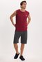 Men's Standard Fit Regular Cut Sleeveless Cotton Claret Red T-Shirt Gray Shorts Set - 8