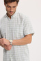 Men's Classic Fit Comfortable Cut 100% Cotton Short Sleeve Checkered Linen Effect Green Shirt with Pockets - 7