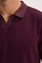 Men's Slim Fit Slim Cut Cotton Short Sleeve Striped Claret Red Polo V-Neck T-Shirt - 5
