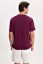 Men's Regular Fit Comfortable Cut Extra Soft Modal Fabric Crew Neck Short Sleeve Claret Red T-Shirt - 8