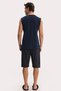 Men's Standard Fit Regular Cut Sleeveless Cotton Navy Blue T-Shirt Dark Gray Shorts Set - 6
