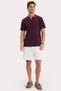 Men's Slim Fit Slim Cut Cotton Short Sleeve Striped Claret Red Polo V-Neck T-Shirt - 2