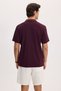 Men's Slim Fit Slim Cut Cotton Short Sleeve Striped Claret Red Polo V-Neck T-Shirt - 7