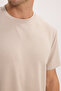 Men's Regular Fit Comfortable Cut Extra Soft Modal Fabric Crew Neck Short Sleeve Beige T-Shirt - 4