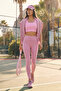 Pembe Soft Fırçalı Kumaş Reflektör Baskı Detaylı Tam Boy Örme Spor Tayt THMAW25TY00020
