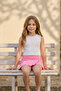 Girl's Embroidery Detailed Shorts Skirt Dark Pink - 4