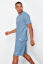 Mavi Regular Fit Waffle Şortlu Pijama Takımı TMNSS23PT00032 - 3