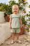 Girl's Watermelon Sleeve Shorts Summer Muslin Two-Piece Set Green