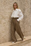 Haki Pili Detaylı Wideleg Geniş Paça Pantolon TWOSS26PL00226