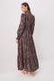 Brown Silky Fabric Sleeve End Gipeli Shawl Pattern Maxi Belted Woven Hijab Dress Tctss26Eb00160 - 3