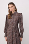 Brown Silky Fabric Sleeve End Gipeli Shawl Pattern Maxi Belted Woven Hijab Dress Tctss26Eb00160 - 2