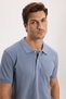 Men's Slim Fit 100% Cotton Short Sleeve Polo Collar Indigo T-Shirt - 4