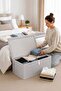 Set of 3 Large Size Covered Storage Boxes 70X40X30 Storage Box Quilt Clothes Organizer Mega Plus - 2