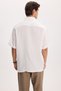 Men's Relax Fit Comfortable Cut Sports Collar Short Sleeve Striped Soft Textured Slit White Shirt - 7