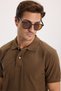 Men's Slim Fit 100% Cotton Short Sleeve Polo Collar Brown T-Shirt - 5