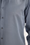Modern Slim Fit Long Sleeve Cotton Easy-Iron Dobby Gray Men's Shirt - 2