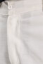 Men's relaxed fit comfortable cut 100% cotton wide leg linen fabric double pocket white trousers - 5