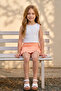Girl's Embroidery Detailed Shorts Skirt Salmon - 3