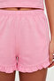Pembe %100 Pamuklu Fırfırlı Şortlu Örme Pijama Takımı THMSS22AU0304 - 7
