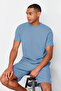 Mavi Regular Fit Waffle Şortlu Pijama Takımı TMNSS23PT00032