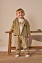 Baby Boy Top and Bottom Set 3-Piece Seasonal Hooded Printed T-Shirt Khaki