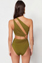 Haki Tek Omuz Tünelli Cut Out Detaylı Regular Core Mayokini TBESS23MA00206 - 9