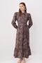 Brown Silky Fabric Sleeve End Gipeli Shawl Pattern Maxi Belted Woven Hijab Dress Tctss26Eb00160