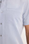 Men's Regular Fit Classic Cut Cotton Short Sleeve Dobby Blue Shirt - 3