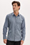 Modern Slim Fit Long Sleeve Cotton Easy-Iron Dobby Gray Men's Shirt - 6