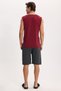 Men's Standard Fit Regular Cut Sleeveless Cotton Claret Red T-Shirt Gray Shorts Set - 7