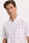 Men's regular fit classic cut 100% Cotton short sleeve Checked Linen Pocketed effect shirt - 5