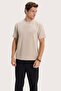 Men's Regular Fit Comfortable Cut Extra Soft Modal Fabric Crew Neck Short Sleeve Beige T-Shirt - 5