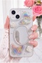 iPhone 13/14/15 Case 3D Butterfly Rose Pattern Mirrored Glitter Transparent Design Silicone Cover - 2