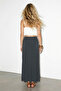 Navy Blue Long Knitted Modal Skirt Tdrss26Et00037 - 3