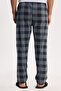 Men's standard fit regular cut cotton checkered drawstring waist pocketed grey pajama bottoms - 6