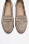 F02 Beige Suede Women's Ballet Flats - 2