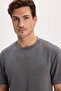 Men's Regular Fit Comfortable Cut Extra Soft Modal Fabric Crew Neck Short Sleeve Gray T-Shirt - 3