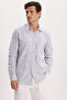 Men's Regular Fit Classic Cut Oversized 100% Cotton Linen Texture Gray Shirt - 7