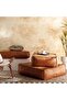 Astic Leather Pouf 90x90x22cm - Tan - 5