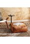 Astic Leather Pouf 60x60x25cm - Tan