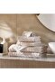 Nathan Wave 6 Piece Solid Dyed Jacquard Towel Set- Beige