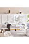 Linen Kids Single Bed 90x190 Cm ~ White - 2