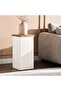 Ishma End Table Square Tall - Off White & Natural