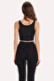 Women's Slim Fit Slim Fit Slim Strap Square Neck Black Crop - 8