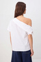 White Asymmetric Collar Button Detail Woven Blouse Twoss26Bz00842 - 4