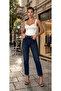Women's Blue Black Frayed Boyfriend High Waist Lycra Jean Denim Pants Mabel-2018 - 2