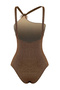 Brown Glittery One-Shoulder Covered Regular Swimsuit with Cast Accessories Tbess26Ma00064 - 6